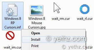 Install Windows 8 Mouse Cursors