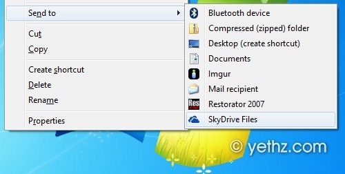SkyDrive Folder To Your Send To Menu