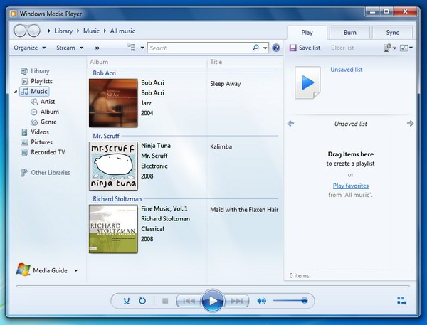 cómo poner canciones usando windows media player